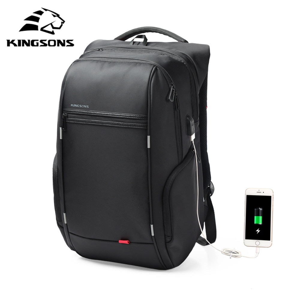 Kingsons 15 inch Laptop Backpacks USB Charging Anti Theft Backpack Men Travel Backpack Water Repellent School Bags Male