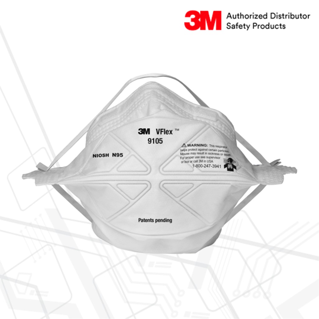 3M™ Vflex™ 9105 หน้ากากป้องกันฝุ่น ละออง แบบพับได้ N95 (50ชิ้น)