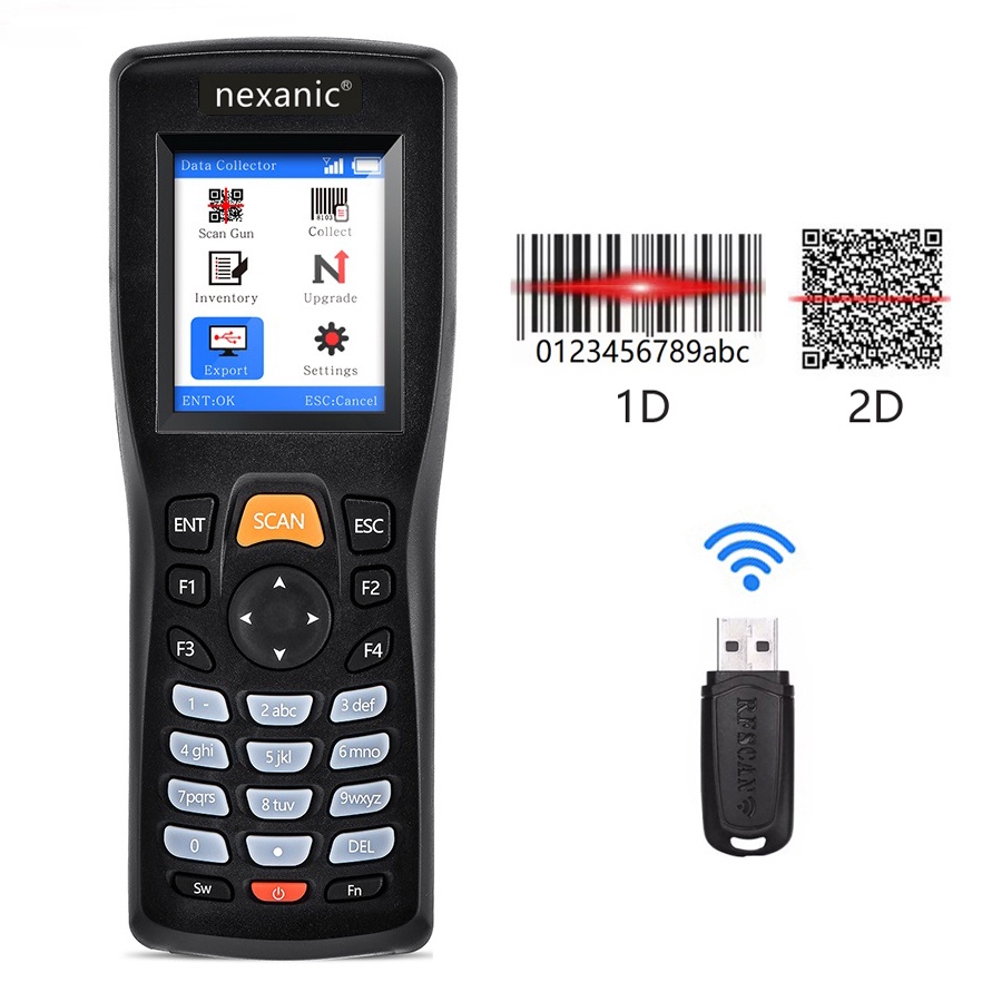 Nexanic 8103T Wireless Barcode Scanner 2D QR 1D เครื่องสแกนบาร์โค้ดไร้สาย  เทอร์มินัลข้อมูลตัวนับสิน