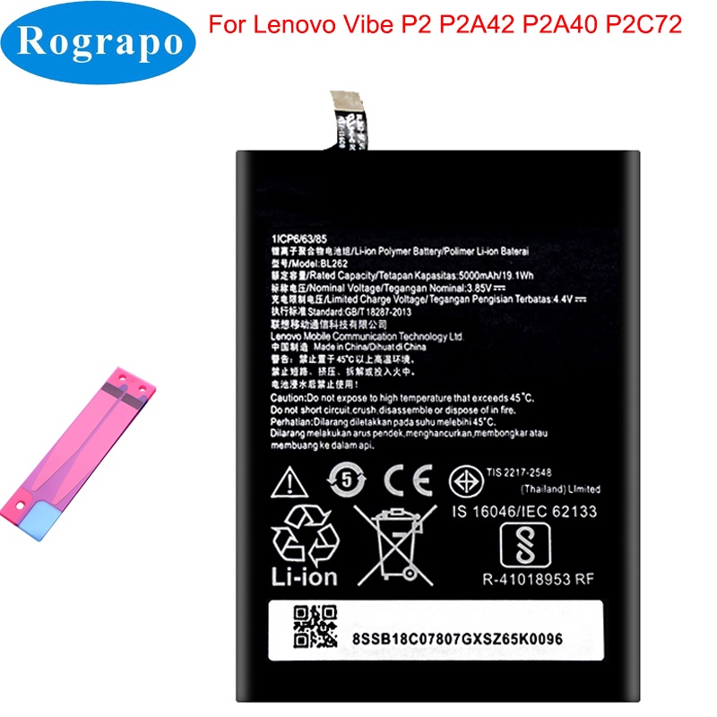 New 5000mAh Original BL262 Mobile Phone Replacement Battery For Lenovo Vibe P2 / P2A42 / P2A40 / P2C