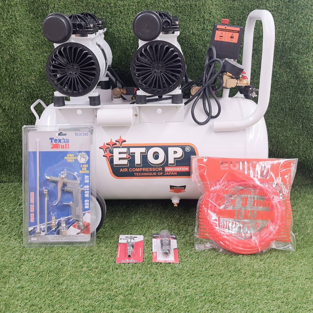 ETOP 50ลิตร รุ่น XH60050L 1200W แบรนด์ดัง เสียงเงียบกริบ ปั๊มลม ปั๊มลมโรตารี่ ปั๊มลมออยฟรี พร้อมของแ