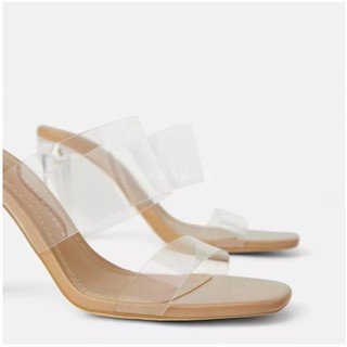 🥐pre7-10days💓 zara vinyl sandal รองเท้าส้นสูงสีใสยอดฮิต