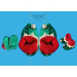 ✅ [6-12M/UK2] Next Red/Green Elf Slippers รองเท้าใส่ในบ้าน เอลฟ์