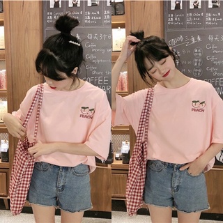 Peach🍑 เสื้อยืด Oversize ปักลูกพลีส 🍑