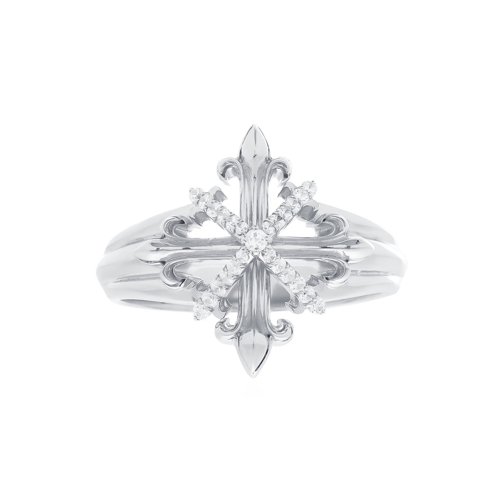 The Rituals Star ring Xtreme -White เงินแท้ 925 ขัดเงาพิเศษชุบไวท์โกลด์ ฝังคริสตัล ลาย Rituals Star 