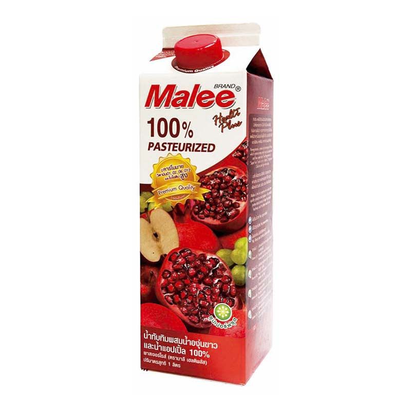 มาลี น้ำทับทิมผสมน้ำองุ่นขาวและน้ำแอปเปิ้ล 1 ลิตร Malee Pomegranate juice mixed with grape juice and