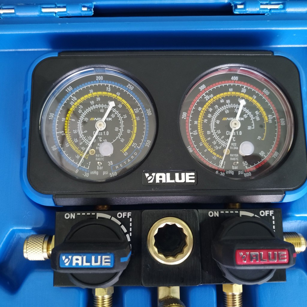 เกจ์วัดน้ำยาแอร์ VALUE VRM2-B-0401 สำหรับ R32 R410A R22 R134a วัดน้ำยาแอร์บ้านได้