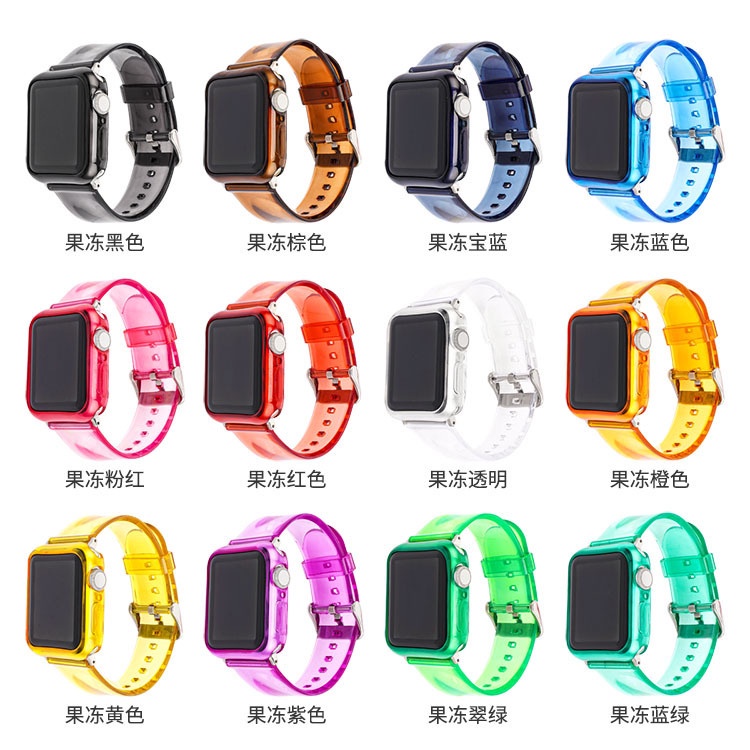สายนาฬิกาข้อมือ TPU แบบนิ่ม สีใส สําหรับ Apple Watch 7 6 5 4 3