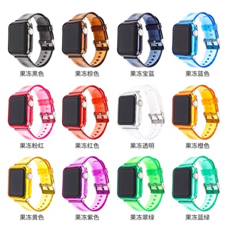 สายนาฬิกาข้อมือ TPU แบบนิ่ม สีใส สําหรับ Apple Watch 7 6 5 4 3