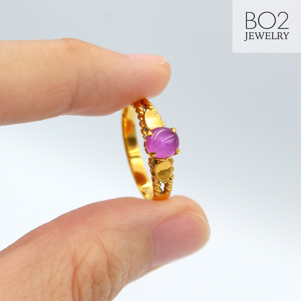 แหวนทองแท้ หลุดจำนำ size 57 แหวนพลอย พิ๊งค์ทัวมาลีน ทองคำแท้ 18k