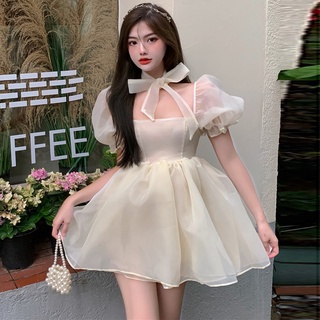 ✨ROSEMEMOO ส่งฟรี pre order🔥ฤดูร้อน 2021 ใหม่สไตล์ฝรั่งเศสอารมณ์เจ้าหญิงน้อยหวานคอสี่เหลี่ยมแขนพัฟเอวผ้ากอซ ชุดเจ้าหญิง