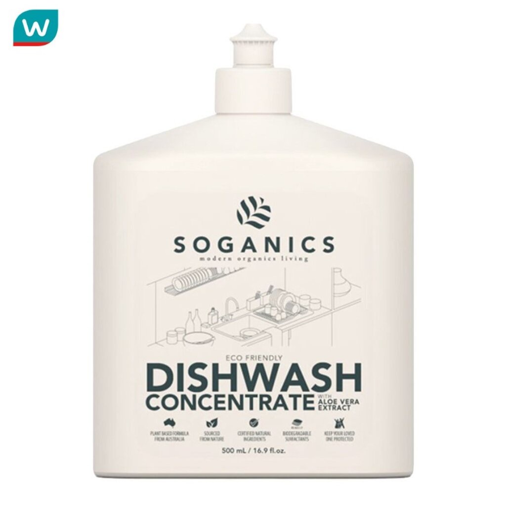 Soganics โซแกนิคส์ น้ำยาล้างจาน พร้อมสารสกัดจากอโลเวร่า 500 มล.