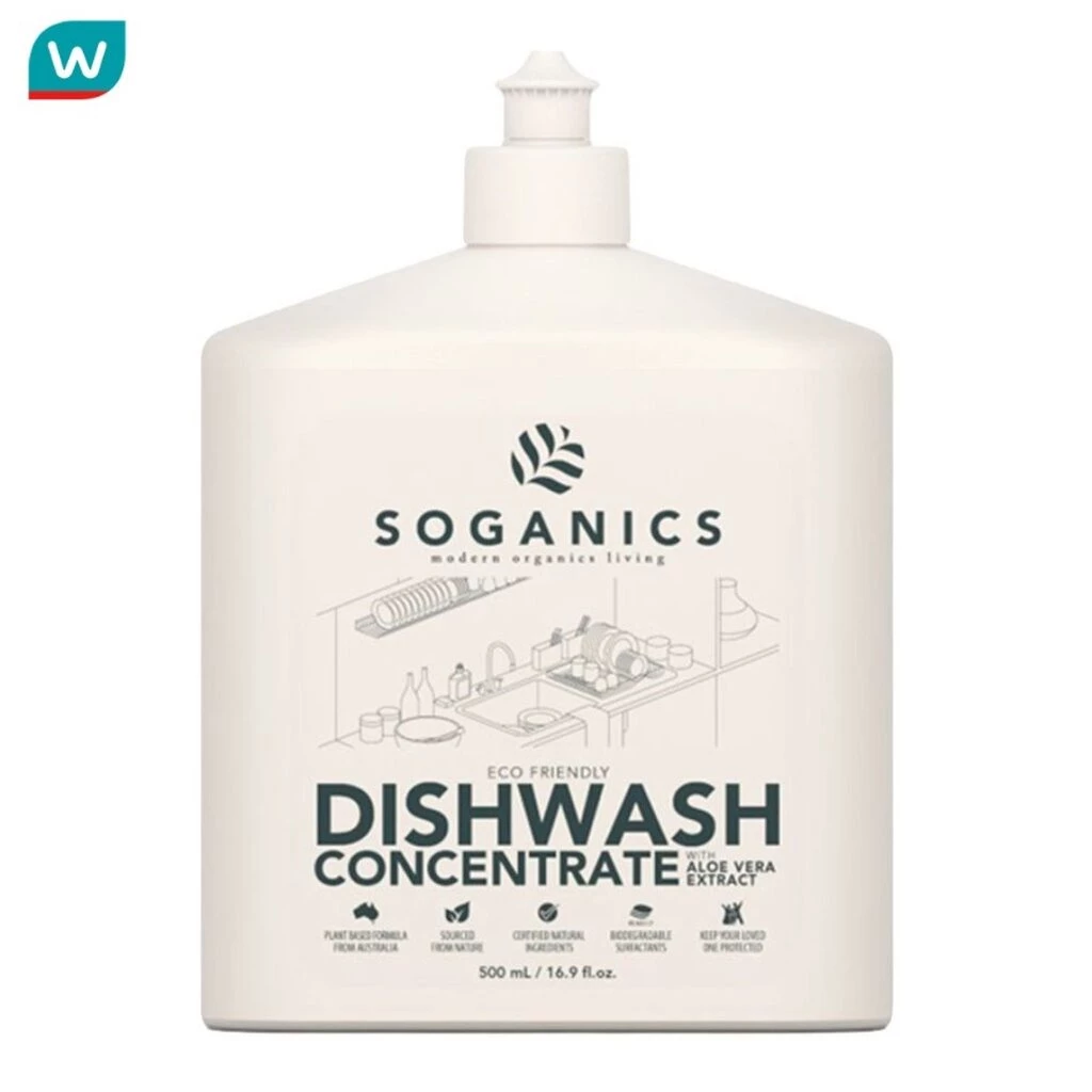 Soganics โซแกนิคส์ น้ำยาล้างจาน พร้อมสารสกัดจากอโลเวร่า 500 มล.
