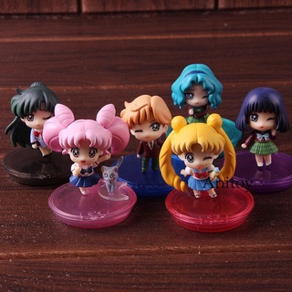 ฟิกเกอร์ Petit Chara Sailor Moon Chibiusa Saturn Uranus Neptune ของเล่นสําหรับเด็ก 6 ชิ้น