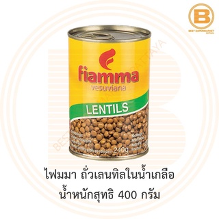 ไฟมมา ถั่วเลนทิลในน้ำเกลือ น้ำหนักสุทธิ 400 กรัม Fiamma Lentils in Brine Total Weight 400 g.