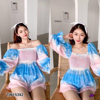 TW15392  Set 2 ชิ้น เสื้อสม้อตแขนยาวบอลลูน พองๆเวอรวังใส่แบบปาดๆไหล่ หรือจะปิดไหล่ แมชต์กับกางเกงขาสั้น