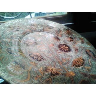 ถาดทองแดงโบราณลงลายด้วยมือสวยงาม