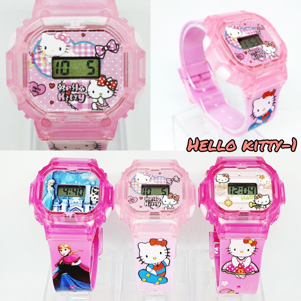 (พร้อมส่ง) นาฬิกาเด็ก มีเสียง+มีไฟ จอแสดงผลLED ระบบดิจิตอล นาฬิกาข้อมือเด็กผญ เจ้าหญิงฟอร์เซ้น คิตตี้ RC128