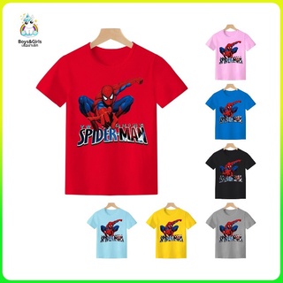 【3.15 Consumer Day Sale】Spider-Man ชุดแขนสั้นเด็ก ใส่สบาย เสื้อคอกลม เสื้อแขนสั้นเด็ก ราคาถูก