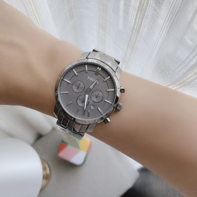 🎀 (สด-ผ่อน) นาฬิกาผู้ชาย สีเทาดำ BQ1282 FOSSIL Lance Chronograph Smoke Stainless Steel Watch