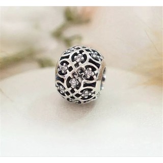 Openwork Lattice Charm ชาร์มเงินแท้เม็ดกลมลายฉลุ เพชรcz พร้อมส่ง