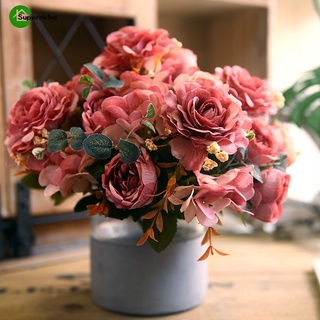 1 Bunch of Hibiscus Roses SimulationArtificial Decorative Flower  / DIY  Exquisite Rose Artificiales Fake Flower  Home Decoration / For Office, Hotel, Home Wedding Christmas Festival Party DIY Home Table Decoration Home Flower Arrangement Decorations