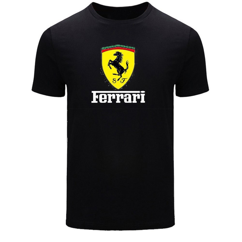 เสื้อยืดแขนสั้นพิมพ์ลาย Ferrari สำหรับผู้ชาย
