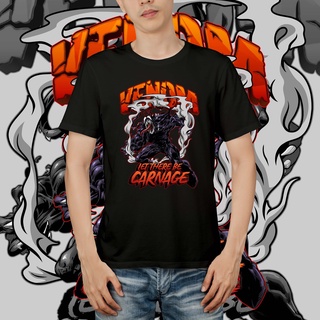 แขนสั้นcrew neckเสื้อยืด พิมพ์ลาย Anger Venom Let Have Be Carnage สีดํา ขาว MIMI_001S-XXXXL