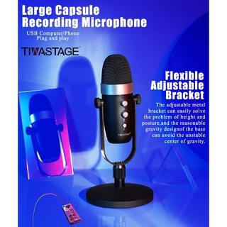 Tiwastage M7 Desktop USB Condenser Microphone Large Diaphragm for Podcasting, Gaming, Studio/Recording, Streaming