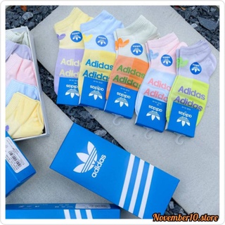 ถุงเท้าadidas (เซ็ต5คู่+กล่อง) พาสเทลแคนดี้ สีน่ารักทุกคู่ ใส่ได้ตลอด