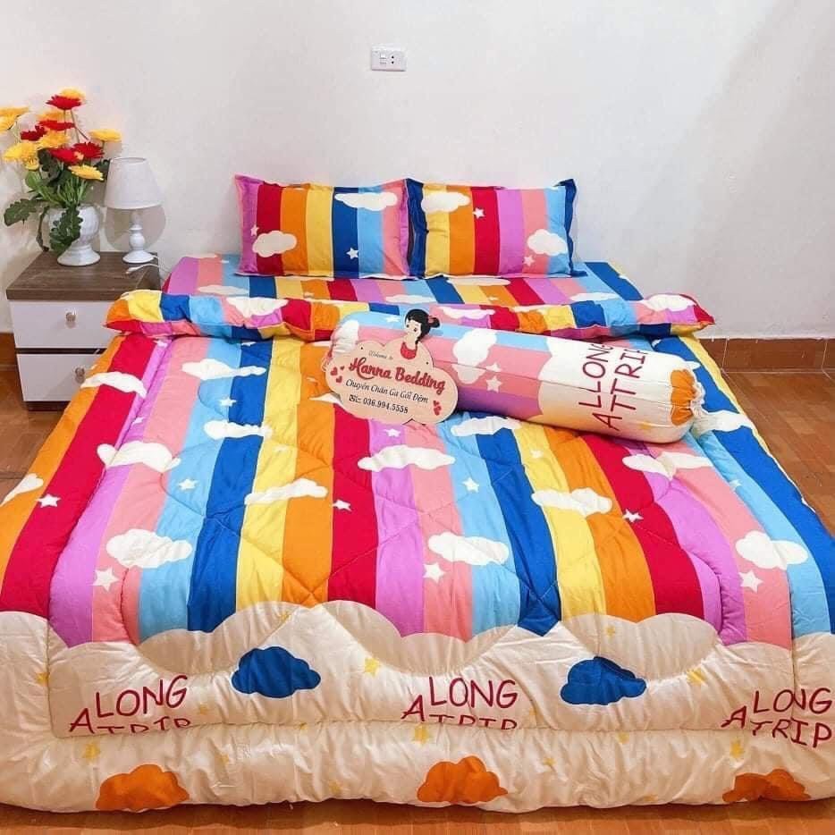ชุดเต็มของ POLY COTTON BEDDINGS ทุกสี, SIZES, FALLING BEDROOM DECORATION - RAINBOW CLOUD PATTERN