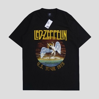 เสื้อยืดลําลอง ผ้าฝ้าย 100% แขนสั้น พิมพ์ลาย Zeppelin LED US TOUR 1975 - BAND lelaki ขนาดใหญ่ สีดํา พลัสไซซ์ XS-XXXL ของขวัญวันเกิด สําหรับผู้ชาย