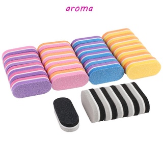 Aroma ตะไบเล็บฟองน้ํา ขนาดเล็ก 100/180 กริต สองสี มืออาชีพ ยูวีเจล ขัดเจียร อุปกรณ์ตกแต่งเล็บ บัฟเฟอร์บล็อก