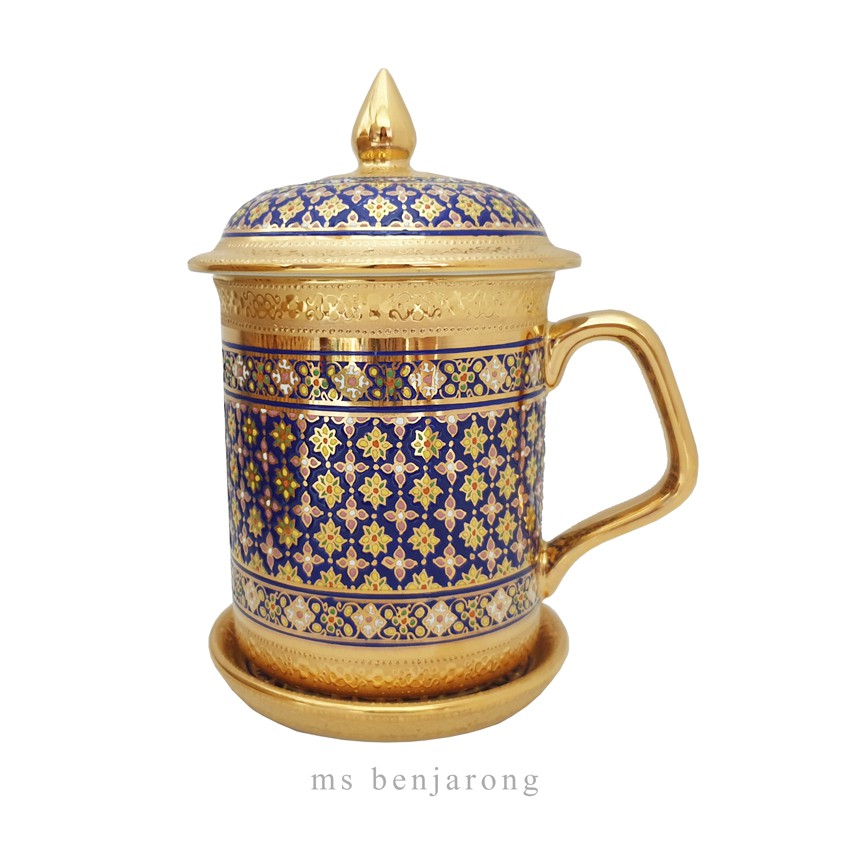 แก้วมัคเบญจรงค์ ผสมทองนูน | Mug Benjarong + Gold |