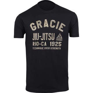 T-shirt  เสื้อยืดลําลอง ผ้าฝ้าย แขนสั้น พิมพ์ลาย Gracie Bjj Jiu Jitsu Arch สีดํา สําหรับผู้ชายS-5XL