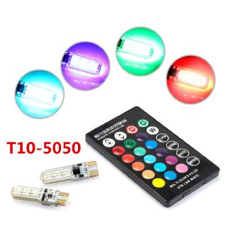 หลอดไฟ RGB T10 5050 LED W5W 194 168 พร้อมรีโมตควบคุม สําหรับรถยนต์