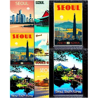 แม่เหล็กติดตู้เย็น เกาหลีใต้ เอเชีย อะครีลิค 2×3นิ้ว ของฝาก ของที่ระลึก Souvenir Acrylic Fridge Magnet South Korea 2x3"