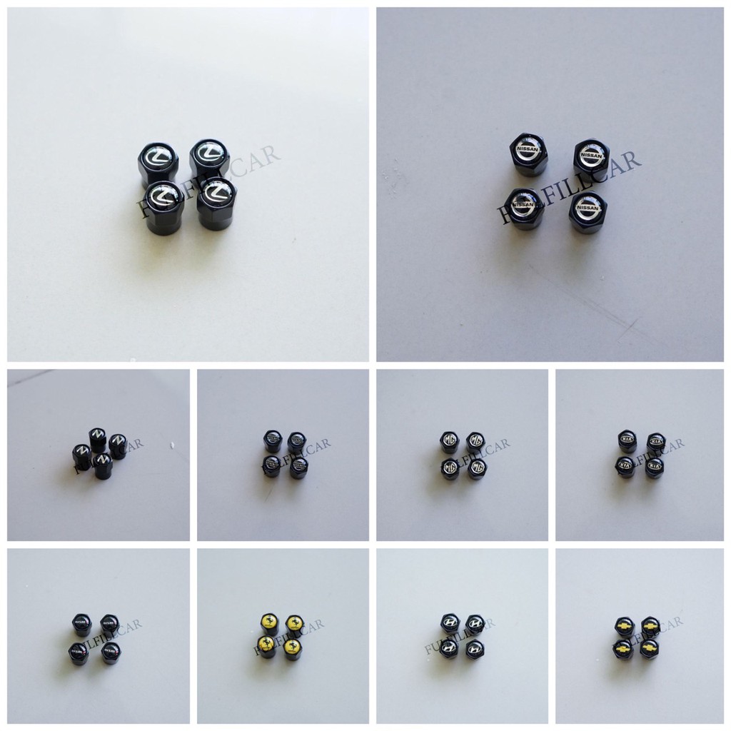 จุกลมยางรถยนต์ จุกปิดลมยางล้อรถยนต์ตราโลโก้ 1 ชุด (4 อัน) MG  Hyundai Kia Volvo Chevrolet Ferrari Le