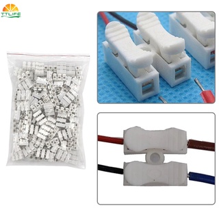 【TTLIFE】100 PCS CH-2 Spring Wire Connectors Electrical Cable Clamp Terminal Block Connector LED Strip Light Wire Connecting