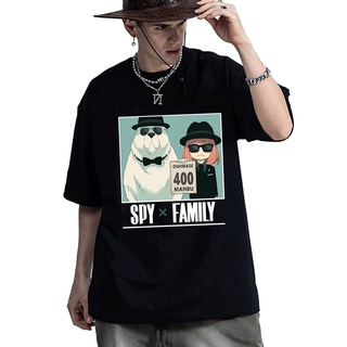 เสื้อยืดแขนสั้น ผ้าฝ้าย พิมพ์ลายอนิเมะ Spy X Family สีดํา แฟชั่นฤดูร้อน สไตล์ฮาราจูกุ สําหรับผู้ชาย