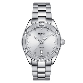 Tissot PR100 Quartz Sport Chic ทิสโซต์ พีอาร์ 100 สีเงิน เงิน T1019101103600 นาฬิกาผู้หญิง