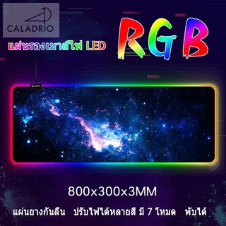 แผ่นรองเมาส์ไฟ LED ไฟ12โหมด แผ่นรองเมาส์ RGB พับได้ ขนาดใหญ่สีดำ  Mousepadปรับไฟได้หลายสี มี 7 โหมด