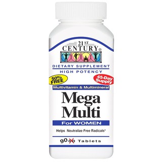 21st Century, Mega Multi, For Women, Multivitamin &amp; Multimineral, 90 Tablets