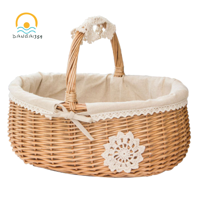 Wicker Basket Gift Baskets Empty Oval Willow Woven Picnic Basket with ...
