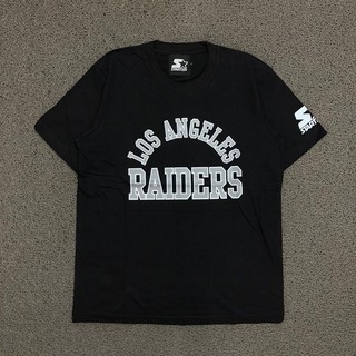 เสื้อยืดเสื้อยืดพิมพ์ลายโลโก้ STARTER X RAIDERS ARCH สีดํา