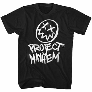 เสื้อผ้าผชเสื้อยืด ผ้าฝ้าย พิมพ์ลาย Fight Club Project Mayhem สีดํา แฟชั่นสําหรับผู้ชายS-5XL