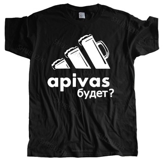 เสื้อยืดผ้าฝ้ายCotton Tshirt mens summer Tops Whether there will be beer? Funny Russian T-shirt Man Brand T-shirt Bigger