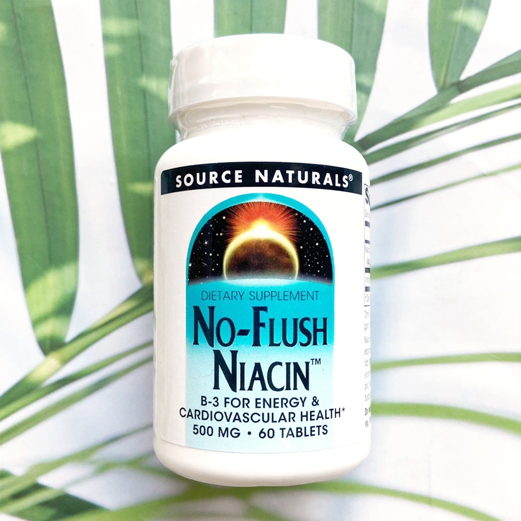 (Source Naturals®) No-Flush Niacin 500 mg 60 Tablets ไนอะซิน วิตามินบี 3