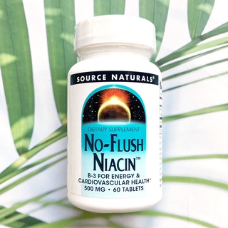 (Source Naturals®) No-Flush Niacin 500 mg 60 Tablets ไนอะซิน วิตามินบี 3