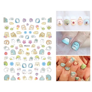 สติ๊กเกอร์ติดเล็บและสติ๊กเกอร์ติดเล็บและติดเล็บ 2020 NEW San-X SUMIKKO Stiker Kuku GURASHI Kawaii animal Slider Nail Decals Nail Art Sticker DIY Manicure Water Accessory Transfer Foil birthday Gift